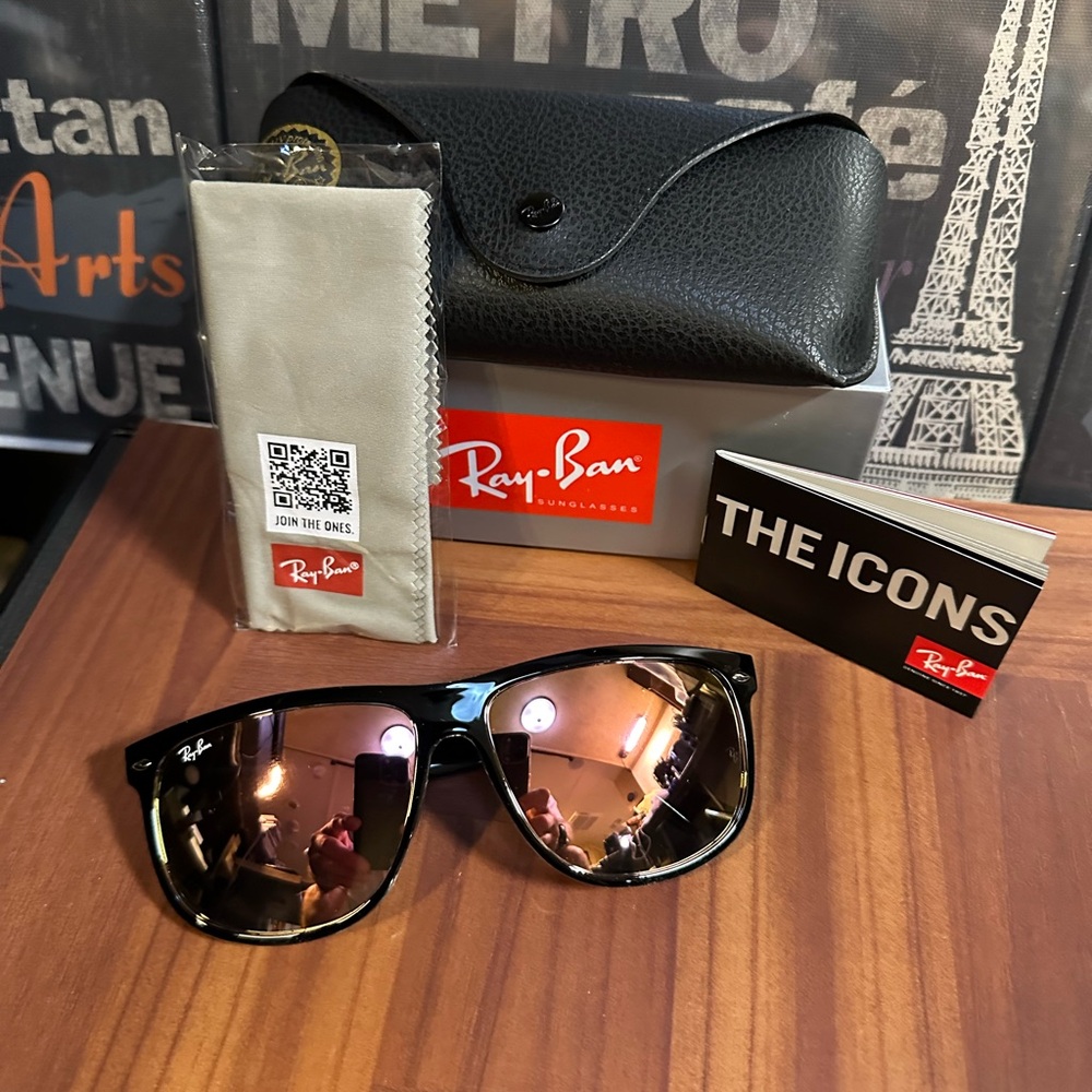 RayBan 4147 Boyfriend Black|Clear 6039/VO pink Mirror Lens 60mm